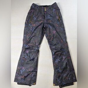 Pulse Black Floral Snow Pants Snowboarding Ski Pants Youth Size  10/12